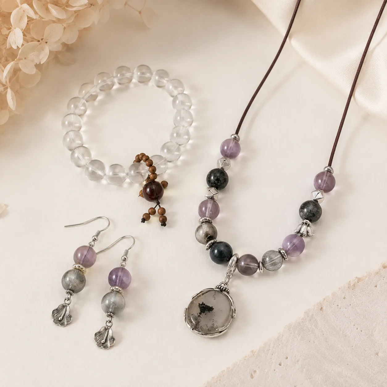 Gemstone jewelry gift set product photo