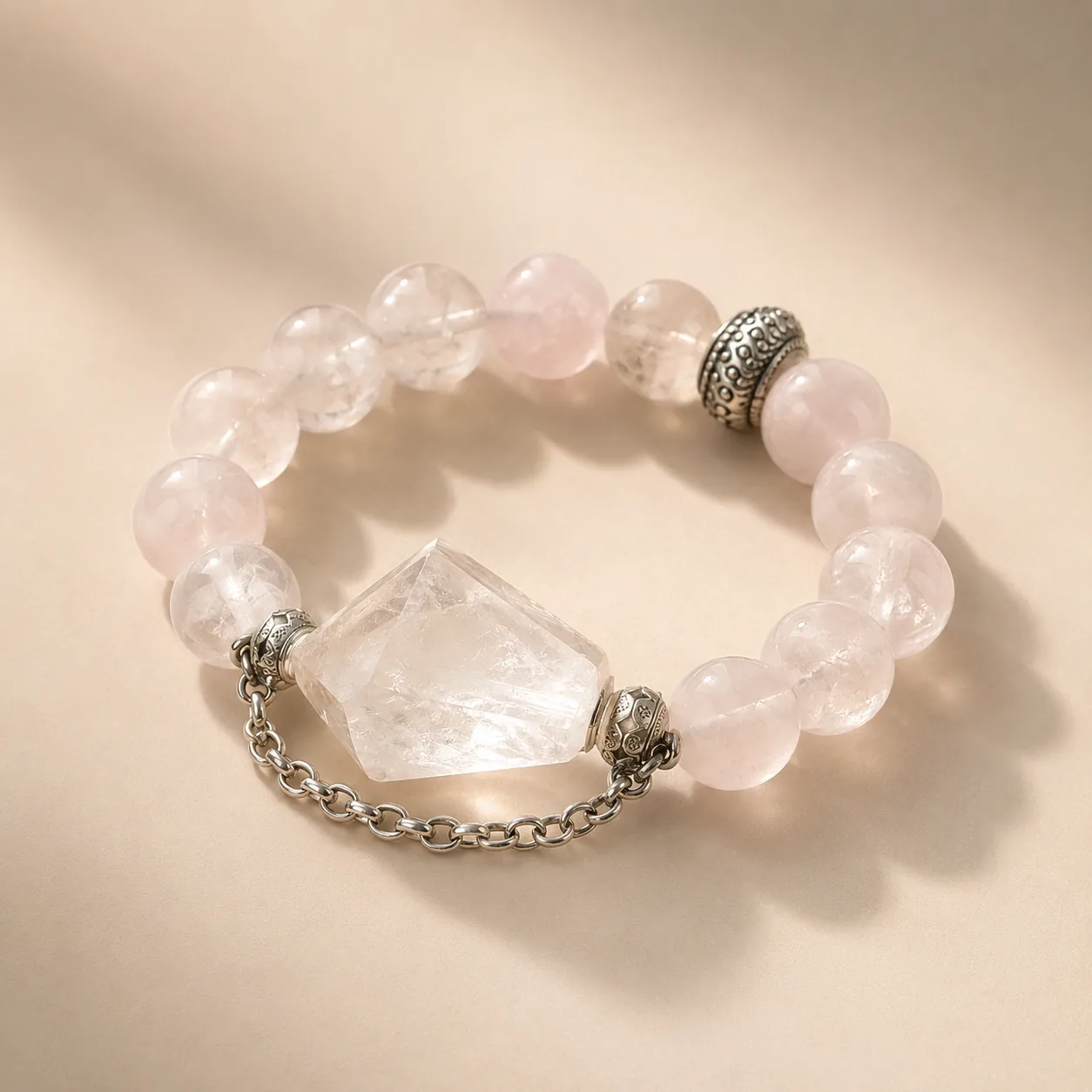Rose quartz crystal bracelet product photo